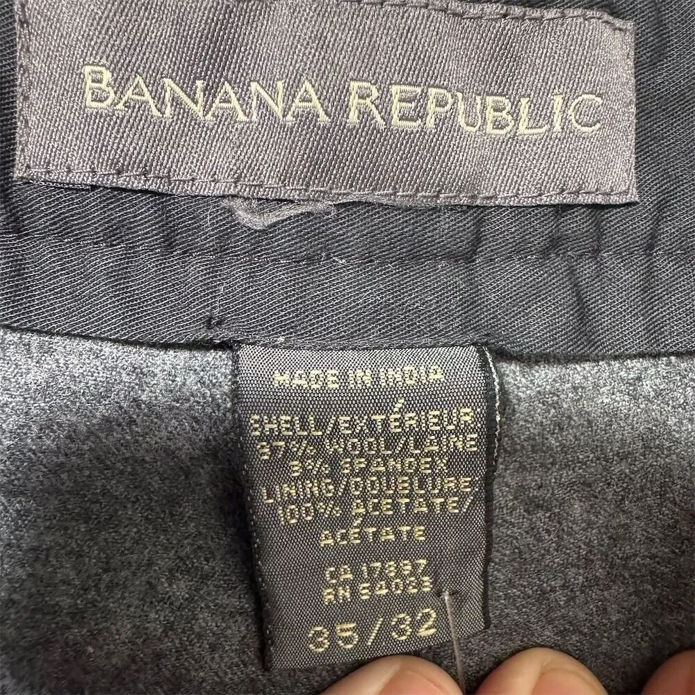 Banana Republic Vintage Men's Gray Wool Dress Pants Size 35 Classic Fit